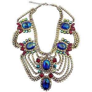 Bijoux MG Czech Glass Show Stopper Statement Bib Necklace & Clip On Earrings